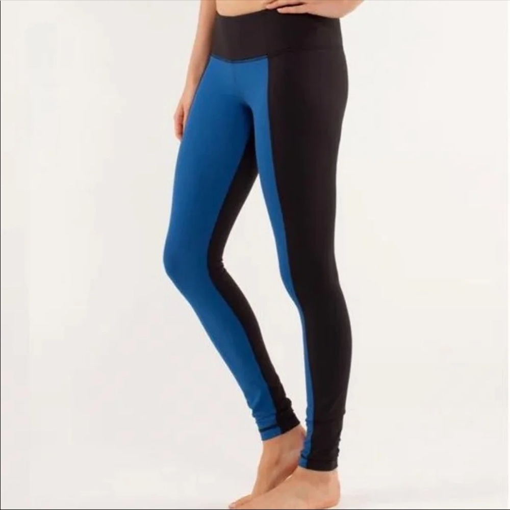 Lululemon Wunder Under Pant Colour blocked limitless blue yoga pants